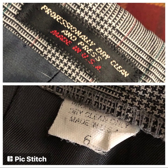 WOOLF BROTHERS Ladies Gray Glen Plaid Worsted Wool Suit with Skirt - Size 6 - Picture 2 of 14